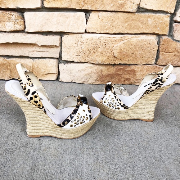 SOLD!! - Bebe Leopard Platform Espadrille Wedges - Picture 4 of 6